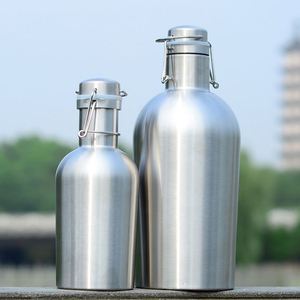 Custom Logo Stainless Steel Take Away Beer Bottle 64Oz Vacuum Non-Insulated Beer Growler With Swing Custom Logo - Product Image 5