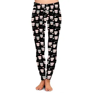 Legging en Polyester 8, pantalon imprimé de hibou rose, Design personnalisé, taille haute, doux, 92 Polyester, vente en gros