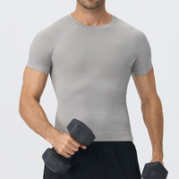 T-shirt de compression sans coutures pour homme, manches courtes, extensible, respirant, coupe athlétique, pour l'entraînement estival et la gym