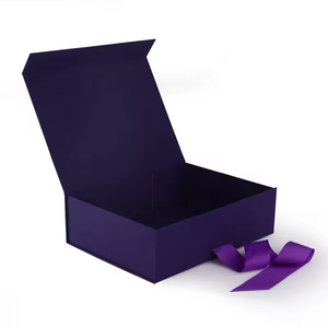 Ruban de boîte cadeau pliable violet mat de luxe personnalisé gaufrage feuille UV avantage-emballage de luxe matériaux recyclés magnétiques - Product Image 2