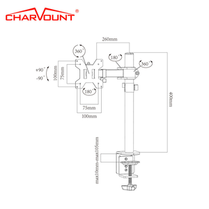 Charmount <span class=keywords><strong>pivotant</strong></span> LCD Max VESA 100*100mm <span class=keywords><strong>support</strong></span> de moniteur d'<span class=keywords><strong>écran</strong></span> <span class=keywords><strong>PC</strong></span> <span class=keywords><strong>support</strong></span> de moniteur unique - Product Image 2