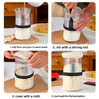 ARMADA Pot en verre à large ouverture de 1200 ml (42 oz) pour levain, avec couvercle et thermomètre, compatible lave-vaisselle et four, pour la cuisson du pain