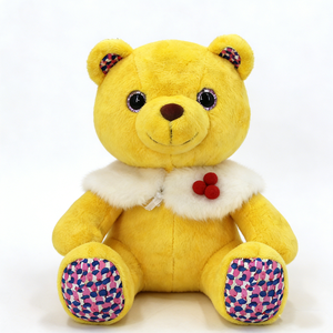ตุ๊กตาหมีสีเหลืองพร้อมปกขนสีขาวและกระดุมสีแดง ขนาด 31 ซม.-50 ซม. สำหรับเด็กอายุ 2-4 ปี แบบยูนิเซ็กส์ - Product Image 1