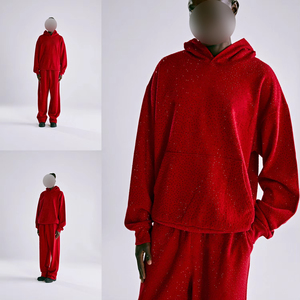 Comfort Cotton Full Rhinestone Hoodies-Diseñador personalizado Gráfico Peso pesado Streetwear Sudadera, Elegante Puff Print Pullover - Product Image 4