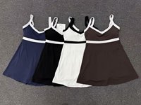Gaun Olahraga Yoga Vintage Bernapas, Dapat Dicuci, Kantong Samping, Desain Anti-Transparan, Warna-Blok, Patchwork, Nilon Spandex, untuk Lari