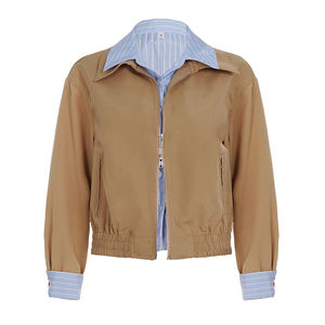 เสื้อเบลเซอร์ผู้หญิง ปกพับ ถักโครเชต์ ติดซิป กระดุมแป๊ก ดีไซน์สองชิ้นหลอก ผ้าสีพื้น เป็นมิตรกับสิ่งแวดล้อม กันลม ทรงหลวม ยาว - Product Image 2