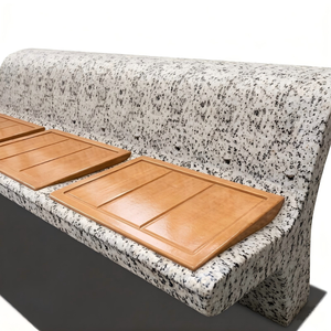Banc en béton courbé avec assise en bois massif, résistant aux intempéries, pour projets immobiliers commerciaux et urbains - Product Image 4