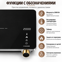 Cuisinière à induction portable 2000W, plaque chauffante électrique à brûleur unique avec commande par bouton rotatif pour la maison, la cuisine, le camping, usine OEM