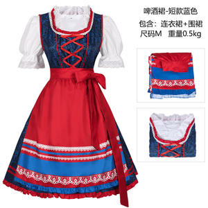 Disfraz de sirvienta medieval para mujer con cordones alemán Oktoberfest Dirndl vestido delantal manga corta Cosplay vestido de fiesta de talla grande - Product Image 6
