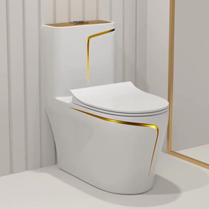 Thiết kế mới dòng vàng màu phòng tắm nước gốm Closet một mảnh nhà vệ sinh sứ thiết bị vệ sinh <span class=keywords><strong>commode</strong></span> nhà vệ sinh bát - Product Image 2