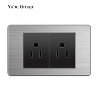 Prise murale double YH en aluminium brossé avec panneau tactile, interrupteur standard américain, prises 10A/20A, protection IP20, ports USB