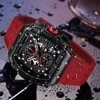 MINI FOCUS MF0399G jam tangan kuarsa kronograf pria, jam tangan olahraga tali silikon Dial tanggal otomatis