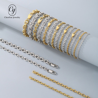 Bracelet et collier tendance en acier inoxydable, chaîne O multi-tailles, chaîne vierge avec fermoir mousqueton, accessoires de mode unisexe