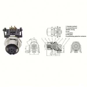 หัวต่อทองเหลืองตัวเมีย/ตัวผู้90องศา M12ซ็อกเก็ตตัวรับโลหะ8P/12พินพร้อมขั้วต่อยึดแผงสกรู - Product Image 6