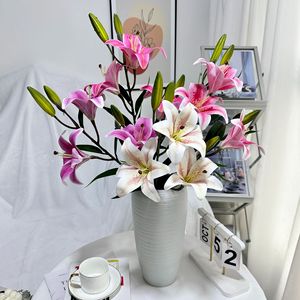 Usine de fleurs artificielles Meiyu Craft, lys artificiel à 3 fleurs et 3 bourgeons, fleur en soie, décoration de mariage, décoration de la maison, accessoire de photographie - Product Image 3