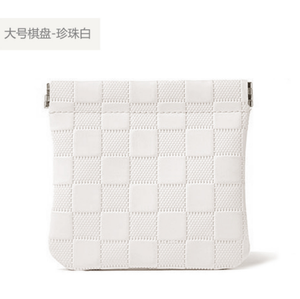 Simple couleur unie en peluche porte-monnaie carte sac de rangement Portable double pli et sac d'organisation damier grille étui pour casque - Product Image 6