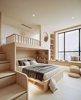 Lit superposé en bois massif multicouche personnalisé, écologique, pour enfants, avec design haut-bas à niveaux séparés, pour chambre et appartement