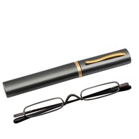 Lunettes de lecture fines avec étui en métal, mini lunettes de lecture portables anti-lumière bleue unisexes, lunettes de poche de voyage