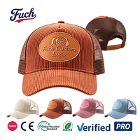 Gorras Trucker de Pana de 5 Paneles Personalizadas de Fábrica, de Alta Calidad, Unisex, con Logotipo Bordado Personalizado, Gorras de Béisbol de Malla