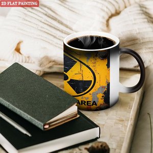 Taza Mágica de Cerámica Negra Esmerilada de 11 oz que Cambia de Color, Diseño de Área de Radiación, Sensible al Calor, Vajilla Inteligente - Product Image 3