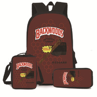 Sac à dos personnalisé 3D imprimé Oxford grande capacité, motif dessin animé, 3-en-1, pour ordinateur portable et livres, style Backwoods Cookie RAW