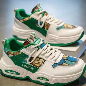 Chaussures de course à lacets pour hommes, collection automne, tige en toile, doublure en maille, semelle épaisse, semelle intermédiaire en EVA, semelle extérieure en caoutchouc, imprimées, rehaussantes - Product Image 4