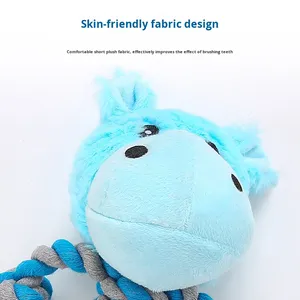 ของเล่นสุนัขแบบเคี้ยวได้ ทนทาน ทำจากผ้าพลัฌ ช่วยทำความสะอาดฟัน เป็นมิตรกับสิ่งแวดล้อม พร้อมเชือกฝ้าย ของเล่นบีบมีเสียงสำหรับสัตว์เลี้ยง เสริมสร้างปฏิสัมพันธ์ - Product Image 2