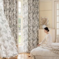 Cortinas Transparentes Modernas con Estampado Floral FuRongDU, Cortinas de Voile para Ventanas de Sala de Estar
