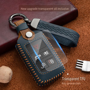 Accessoires pour clés <span class=keywords><strong>de</strong></span> voiture, cuir Crazy Horse + TPU, protection complète pour clé <span class=keywords><strong>de</strong></span> voiture, housse <span class=keywords><strong>de</strong></span> clé avec porte-clés, compatible avec Land Rover - Product Image 4