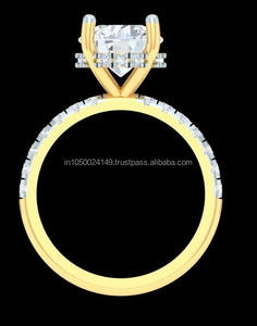 แหวนทองคำแท้ 14K สำหรับครบรอบแต่งงาน/งานแต่งงาน สไตล์วินเทจ ประดับเพชรเลี้ยงในห้องปฏิบัติการ ดีไซน์เรียบง่าย ฝังแบบพาเว่ พร้อมดีไซน์วงแหวนซ่อนรอบเพชร - Product Image 3