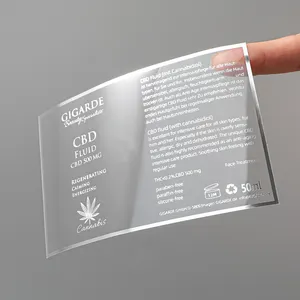 Benutzer definierte Flaschen etiketten Wasserdichte Silber folien prägung Ultra Clear Custom Cosmetic Labels