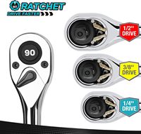 Clé à cliquet DURATECH 3 pièces 1/4" 3/8" 1/2" 90 dents, à dégagement rapide, réversible, en Cr-V, outil à douilles robuste de qualité industrielle