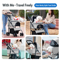 Poussette pliable pour animaux de compagnie personnalisable en gros avec sac de transport détachable 360 °   Poussette panoramique pour chien et chat avec roues pivotantes OEM