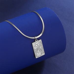 Major Arcana <span class=keywords><strong>Tarot</strong></span> tarjeta collar mujer gargantilla serpiente cadena Retro amuleto Lucky Sun Moon Star <span class=keywords><strong>Tarot</strong></span> joyería de acero inoxidable - Product Image 3