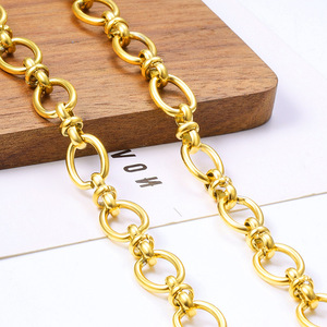 Cadena de Eslabones de Acero Inoxidable Hecha a Mano, Chapada en Oro de 18K |   Suministros para la Fabricación de Joyería y Collares a Precios Competitivos - Product Image 2