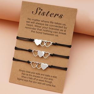 Gracefun Gelang Hati Stainless Steel, Gelang Janji untuk Pasangan Kekasih Sahabat Sejati, Gelang Wish Card Keluarga, 3 Buah - Product Image 3