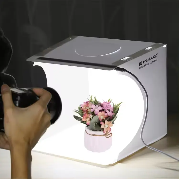 Прямая поставка белая фотокоробка, светодиодная Puluz 20 см, Usb-коробка для фотостудии с бесплатным фоном для небольшого продукта, световая коробка для фотосъемки