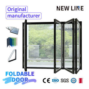 Porte pliante de style moderne, de haute qualité, en alliage d'aluminium, verre trempé pour le balcon, surface finie - Product Image 1