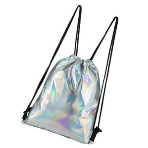 Borsone borsone con coulisse in pelle olografica <span class=keywords><strong>argento</strong></span> zaino da viaggio Casual - Product Image 5
