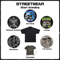 T-shirt ample en maille 300 g/m² de haute qualité, style streetwear, coupe courte vintage en coton, personnalisable, uni, anti-plis
