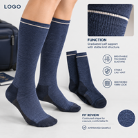 Chaussettes de compression graduée pour mollets, idéales pour le voyage, noires et ivoire, en Spandex et Nylon, avec manchette de soutien graduée et ajustement du bout du pied