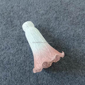 Pantalla de Lámpara de Cristal Soplado Artesanal Color Rosa Antiguo con Diseño de Lirio de Estanque, 6 Pulgadas de Altura, Fácil Instalación para Mesa y Base de Suelo - Product Image 4