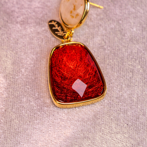 Sac haut de gamme 18 carats avec boucles d'oreilles en cristal coloré brossé à bordure dorée, boucles d'oreilles polyvalentes, accessoires de boucles d'oreilles - Product Image 6