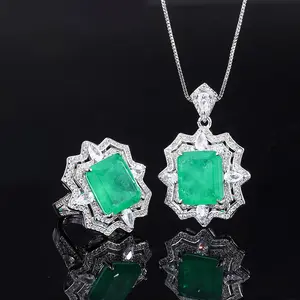 Gold plated European and American antique Emerald Pendant ring diamond set printing set wholesale