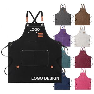 Cross-border Wholesale <b>Apron</b> Custom logo <b>Kitchen</b> <b>Apron</b> Waterproof and Oil-proof Thickened Cotton <b>Apron</b> with Custom logo - Product Image 1