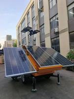 Menara Lampu LED Tenaga Surya Portabel OEM 3*450W, Menara Kamera Mobile Pemantauan Penerangan, Trailer Keamanan CCTV Tenaga Surya