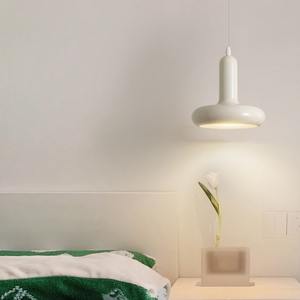Bauhaus Style Creamy White LED Iron <b>Pendant</b> Lamp with Adjustable Height Middle Size for Bedroom Hallway Dining Room - Product Image 6