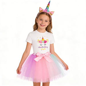 Disfraz de <span class=keywords><strong>Unicornio</strong></span> para Niña, Top de Manga Corta con Diseño de <span class=keywords><strong>Unicornio</strong></span>, Falda de Tul Esponjosa, Traje de <span class=keywords><strong>Unicornio</strong></span> para Cumpleaños - Product Image 5