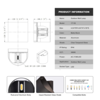 Spot LED d'extérieur moderne en promotion, applique murale, downlight, corps en aluminium, forme cylindrique, diffuseur en verre bulle transparent