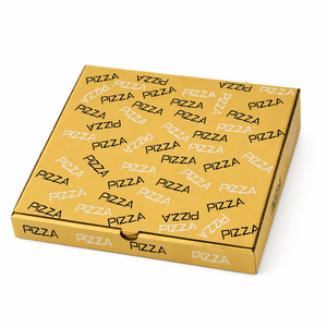 Boîte d'emballage pour pizza imprimée jaune, logo personnalisé, boîte alimentaire en carton ondulé pour restaurant, livraison à emporter et marketing de marque - Product Image 1